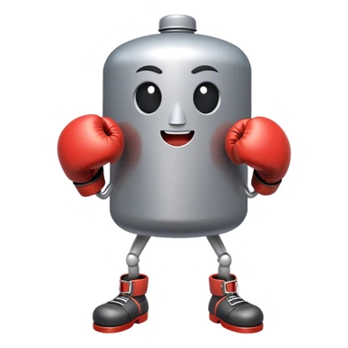A cartoon-style anthropomorphic train with boxing gloves sticker