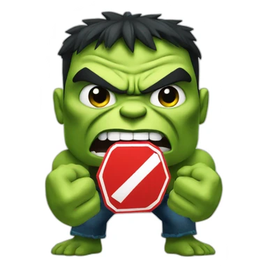 angry hulk holding a stop sign sticker