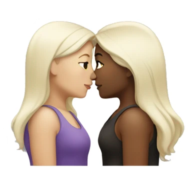 Lesbians kissing. Both have long dark hair and whit skin color. sticker