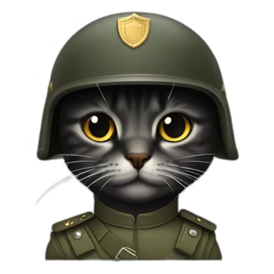 Gato negro con casco militar sticker