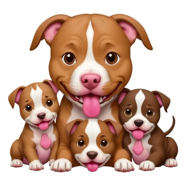 pitbull dog with its puppies sticker