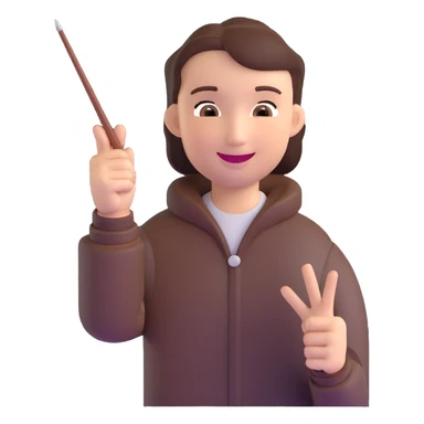 cheerful travel guide giving a presentation with a pointer sticker