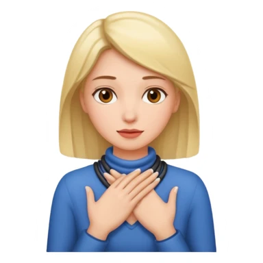 Woman holding her hands around her neck  sticker