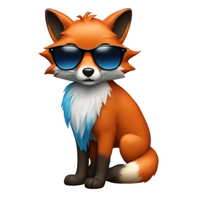 Red Fox with blue hair and sunglasses sticker