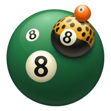 eight ball, the 8 is green and the ball is cheetah sticker