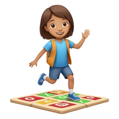 child playing hopscotch, happy and energetic sticker