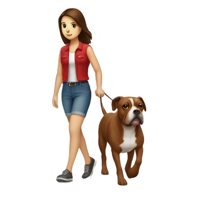 Brunette walking a Red Beabull  sticker