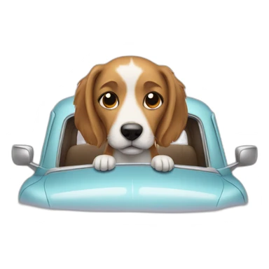 dog in a car  sticker