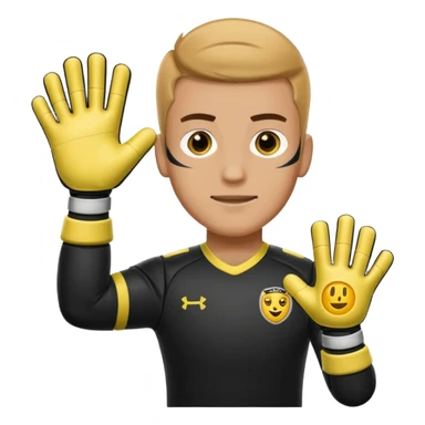 Football goalkeeper gloves with man goalkeeper and small emoji sticker