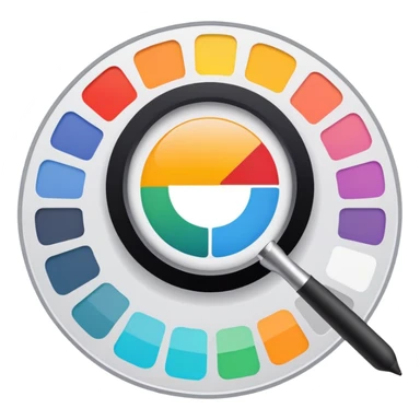 digital screen showing a basic logo being edited, with vector handles and a color palette sticker