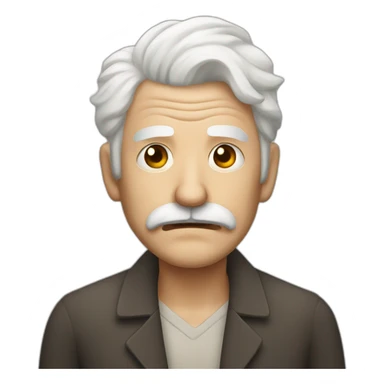 Face of an old man with white hair and mustach who is demoralized sticker