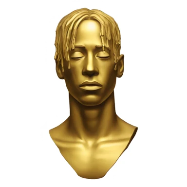 Golden ancient head sculpture  travis scott head sticker