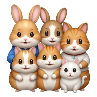 A hamster had three friends, the cat and rabbit they are from Chiikawa sticker