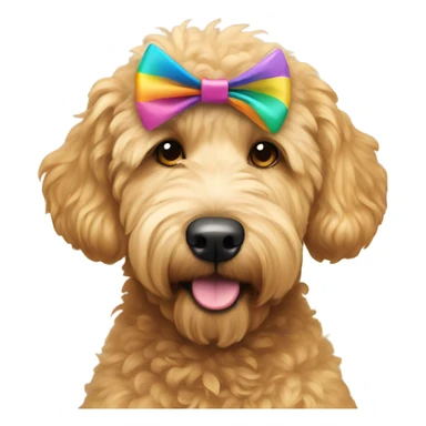 Golden doodle with a bow sticker