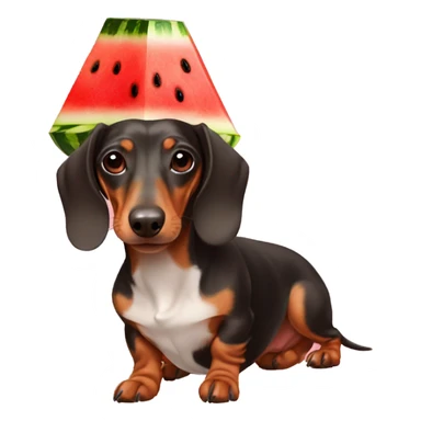 dachshund wearing a watermelon hat sticker