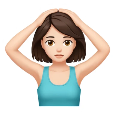 Brunette girl in tank top with hands on her head sticker