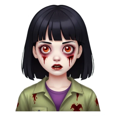 girl zombie with black hair and bangs sticker