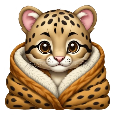 Cute baby clouded leopard cozy in blanket sticker