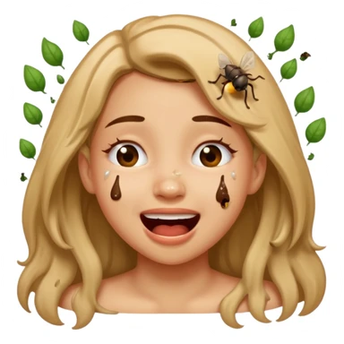 Fille caca qui pu et pleure de rire avec des mouches autour sticker