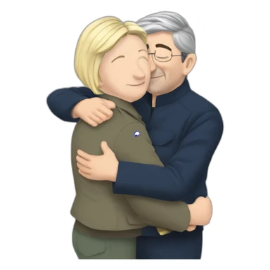 Marine lepen hugging jean melenchon  sticker