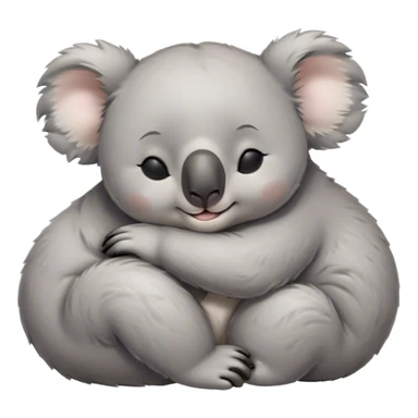 Meme-Worthy Cute Sleeping Koala Portrait Emoji, Head resting peacefully with a contented smile, showcasing a cuddly build and a luxuriously soft grey fur, eyes shut in a serene, restful snooze, Simplified yet hilariously adorable features, highly detailed, glowing with a soft, drowsy light, high shine, relaxed and utterly lovable, stylized with an air of playful laziness, bright and heartwarming, soft glowing outline, capturing the essence of a comically sleepy koala, so meme‐worthy it feels like it could instantly become the next viral sensation of adorable slumber! sticker
