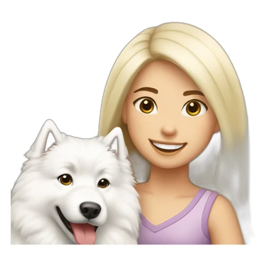 samoyed with blonde smiling girl sticker