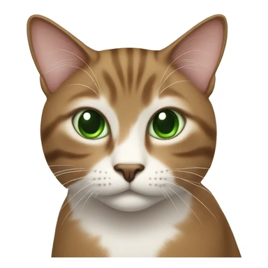 A cat with green eyes with a brown coat in a soft blant sticker