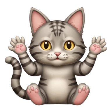 A cat raising both paws and shrugging its shoulders with a baffled expression sticker