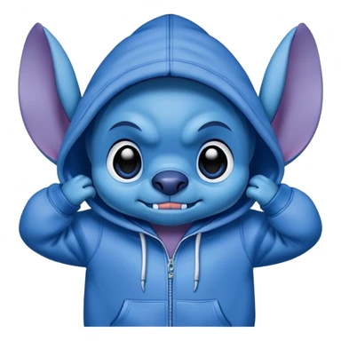 Stich wearing a blue hoodie ￼ sticker