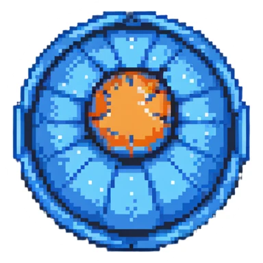 Blue digital bomb, round bomb body with blue highlights and details, no timer, sleek design, pixel art style sticker