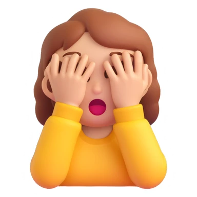 emoji-style face with a hand pinching its cheeks, cute and expressive sticker