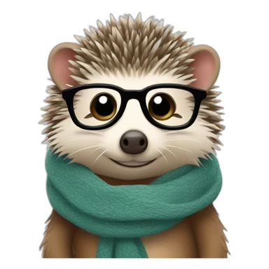 hedgehog with scarf and glasses sticker