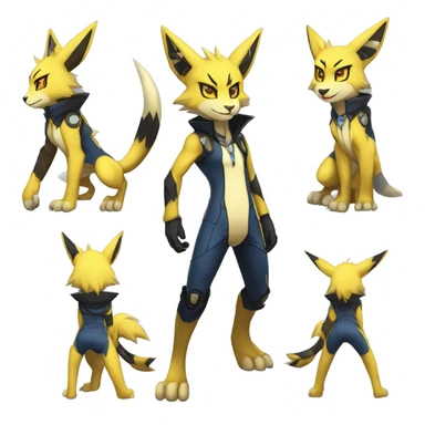 Anthro Edgy Cool Zeraora-Lombax-Renamon-Pokémon-Fakémon Full Body Detailed High Quality sticker