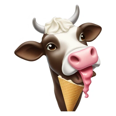 Cow licking ice cream sticker