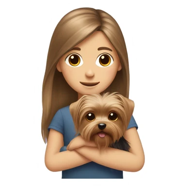 Yorkshire Terrier in the arms of a girl with brown hair sticker
