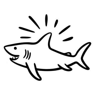 sun shark, a shark with sun rays coming out of it sticker
