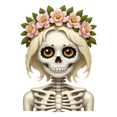 skeleton woman with flower crown sticker