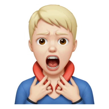 A person choking themselves on the neck and screaming  sticker