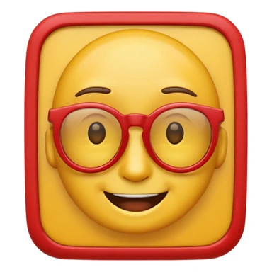 A simple smiling emoji with red frame glasses sticker