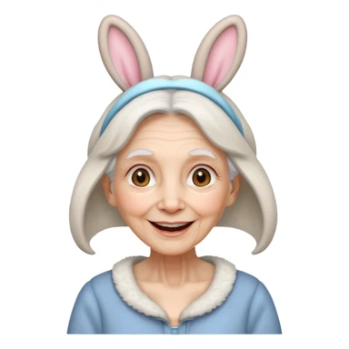 old woman with bunny ears sticker