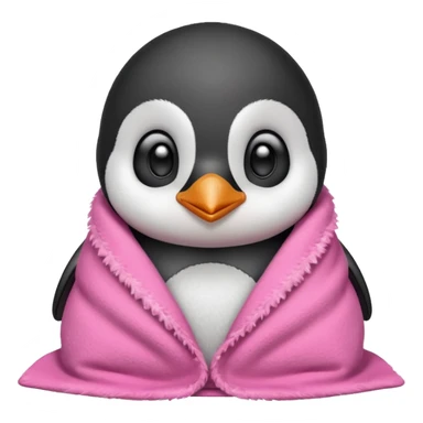 baby penguin front view covered with a pink blanket sticker