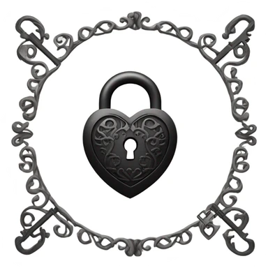 black heart-shaped lock and key sticker