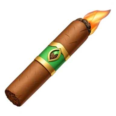 A brown cigar with a green middle burning like a blunt sticker