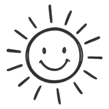 hand drawn icon of a smiling sun with rays sticker