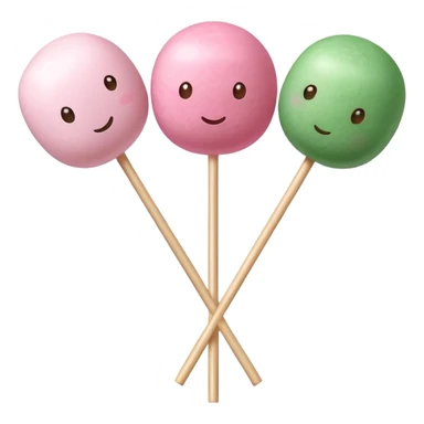 Japanese dango with three colorful rice balls on a stick, traditional hanami dango with pink, white, and green colors sticker