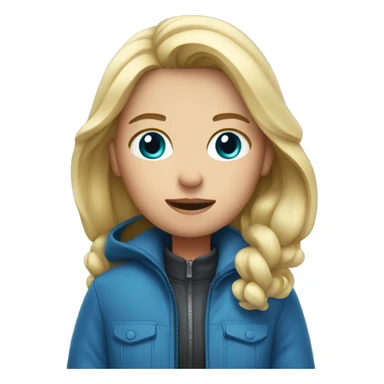 Blond girl with Blue Jacket freezing sticker