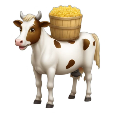 Vache sur un cheval sticker