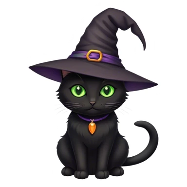 Black cat with a witch hat sticker