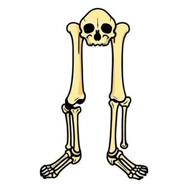knee bone, patella with femur and tibia bones, skeletal knee joint sticker