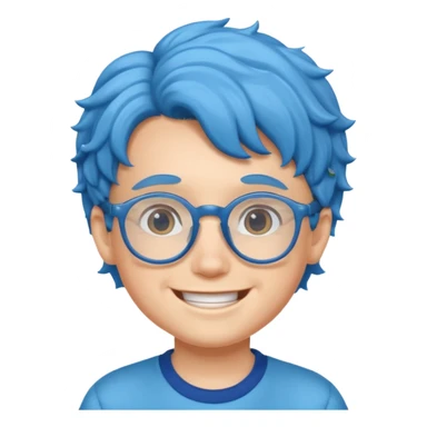 blue wavy haired kid with glasses sticker